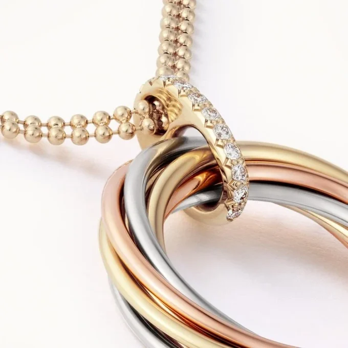 Trinity-hanger, zeven rijen, diamanten