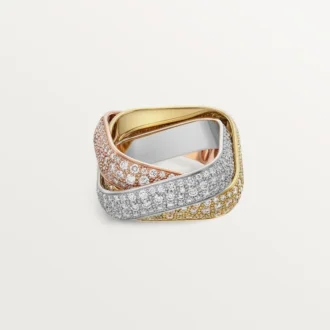 Trinity-ring, kussenvormig, groot model, bezet