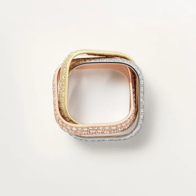 Trinity-ring, kussenvormig, groot model, bezet