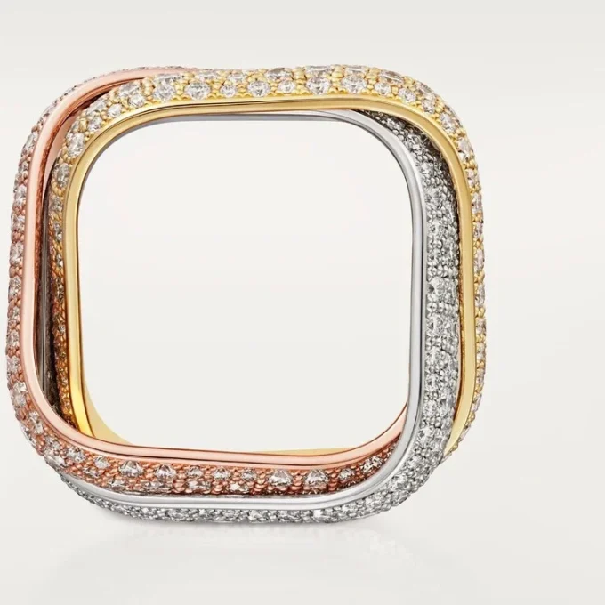 Trinity-ring, kussenvormig, groot model, bezet