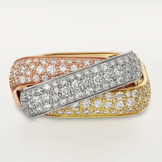 Trinity-ring, kussenvormig, groot model, bezet