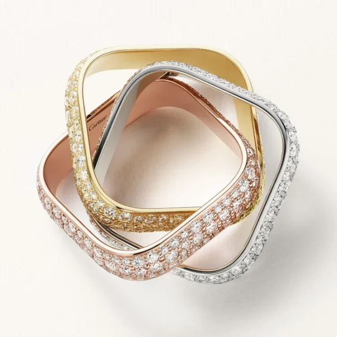 Trinity-ring, kussenvormig, groot model, bezet