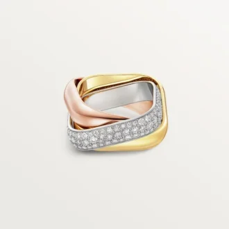 Trinity-ring, kussenvormig, groot model, half bezet
