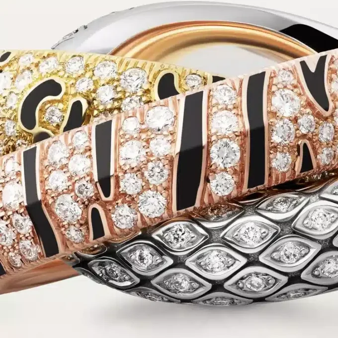 Trinity-ring voor twee vingers, gelakt, bezet