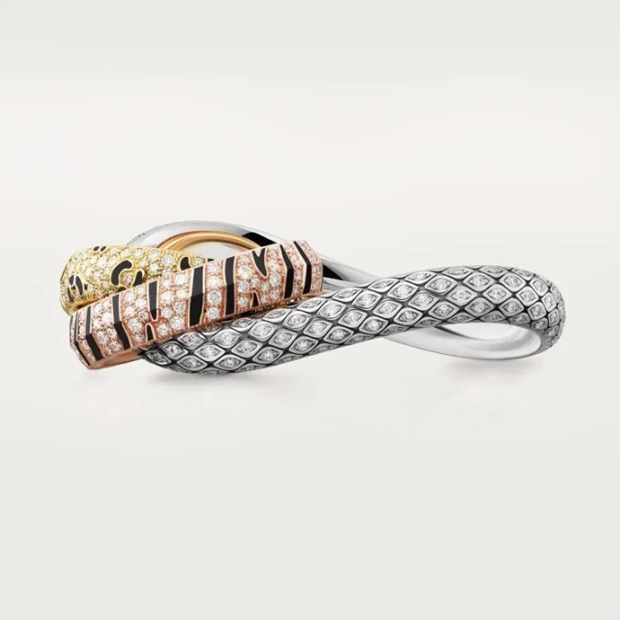 Trinity-ring voor twee vingers, gelakt, bezet