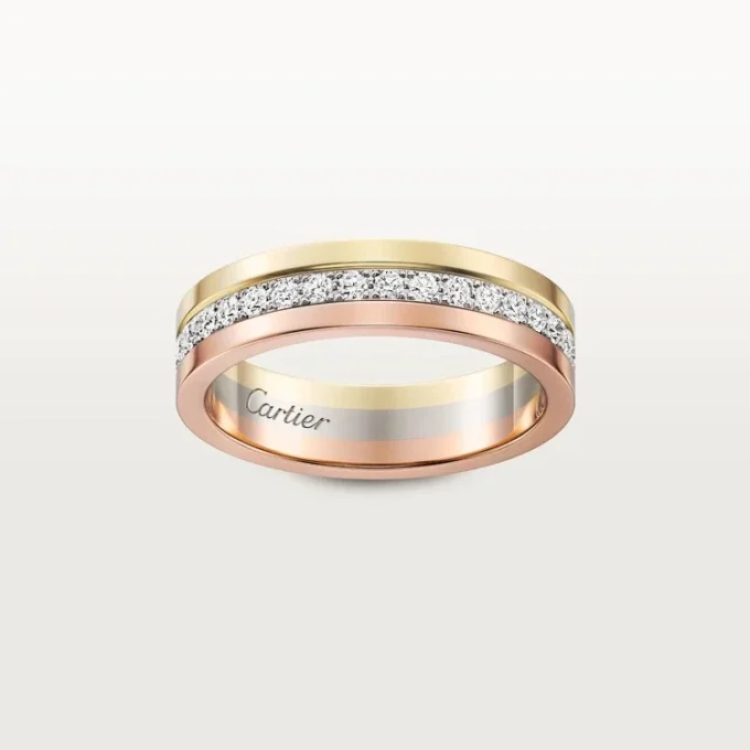 Vendome Louis Cartier trouwring, 4,8 mm breed, bezet