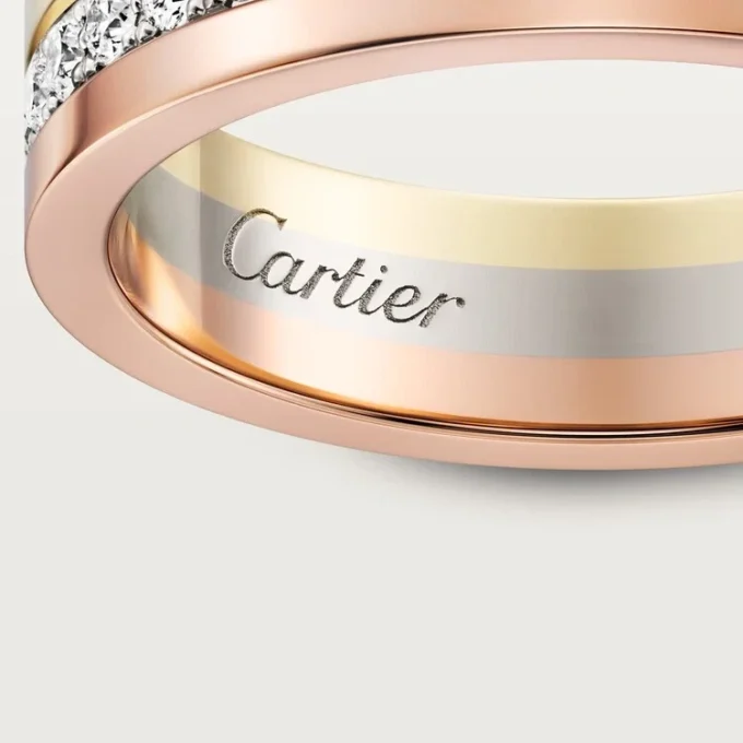 Vendome Louis Cartier trouwring, 4,8 mm breed, bezet