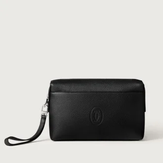 Vierkant etui, Must de Cartier – Zwart kalfsleer, palladium afwerking – Cartier