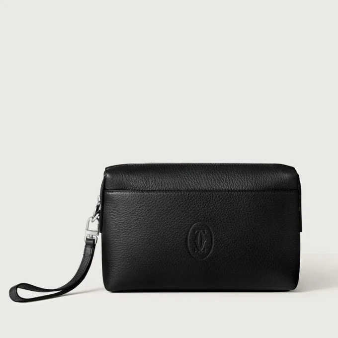 Vierkant etui, Must de Cartier – Zwart kalfsleer, palladium afwerking – Cartier