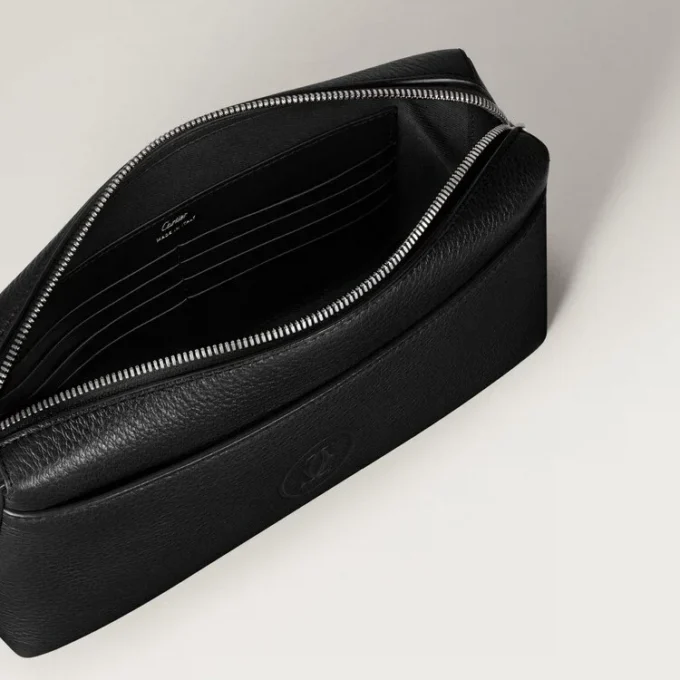 Vierkant etui, Must de Cartier – Zwart kalfsleer, palladium afwerking – Cartier